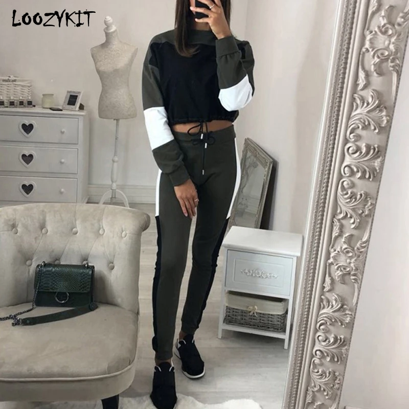 LOOZYKIT 2019 Women Lace-Up Sports Suit Stitching Contrast Color Slim Casual Two Pieces Sport Set Tracksuit Sweatshirt Female
LOOZYKIT 2019 Women Lace-Up Sports Suit Stitching Contrast Color Slim Casual Two Pieces Sport Set Tracksuit Sweatshirt Female