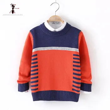 

2018 Kung Fu Ant winter Autumn Patchwork Pattern Casual Style Winter Knitted Boys Sweaters for Hot Students 4T-10T Baby Clothes