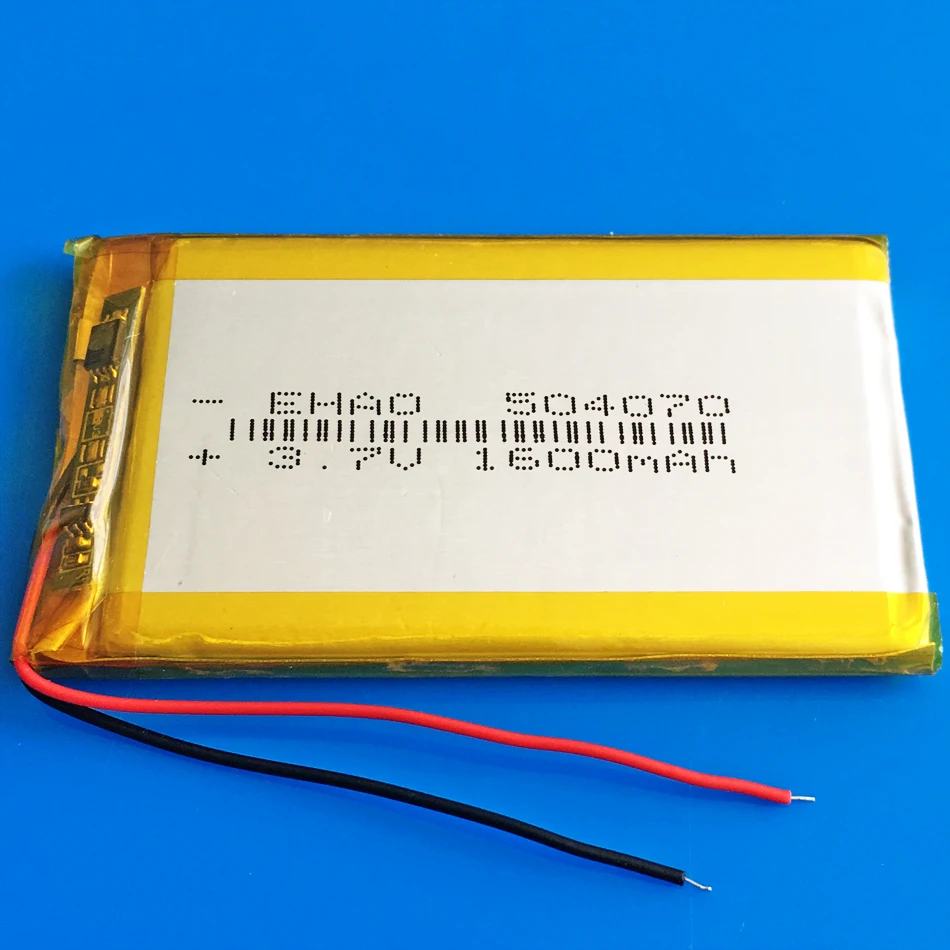 3.7V 1600mAh 504070 polymer lithium li-po Rechargeable battery for MP3 GPS DVD bluetooth recorder e-book camera Speaker keyboard
3.7V 1600mAh 504070 polymer lithium li-po Rechargeable battery for MP3 GPS DVD bluetooth recorder e-book camera Speaker keyboard