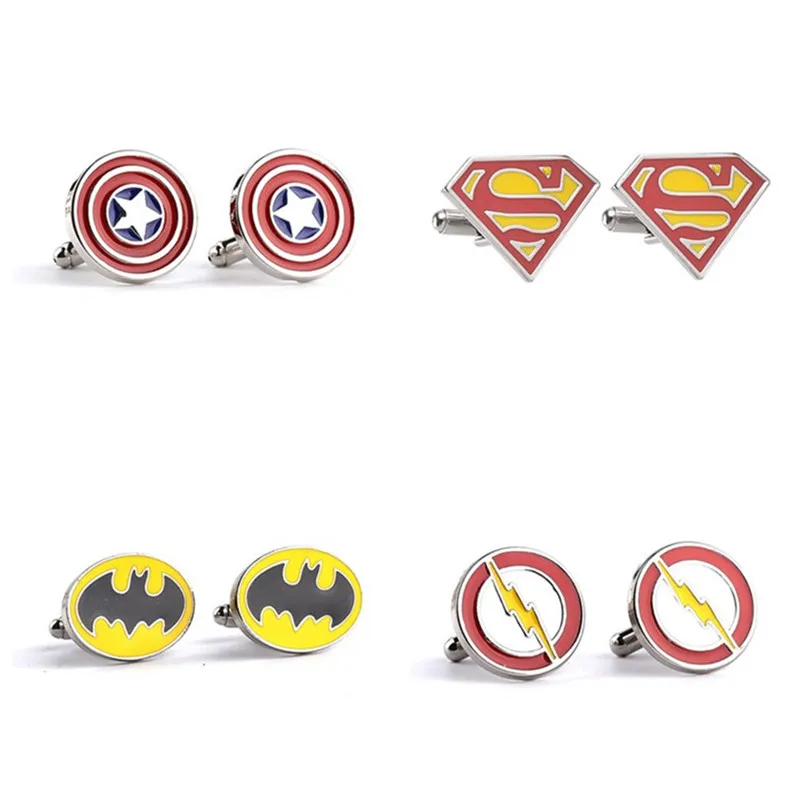 Free Shipping 12pairs/lot Superhero Captain American Super-man Iron Man Spider Man Cufflinks For Men Shirt Size 2*2cm
Free Shipping 12pairs/lot Superhero Captain American Super-man Iron Man Spider Man Cufflinks For Men Shirt Size 2*2cm