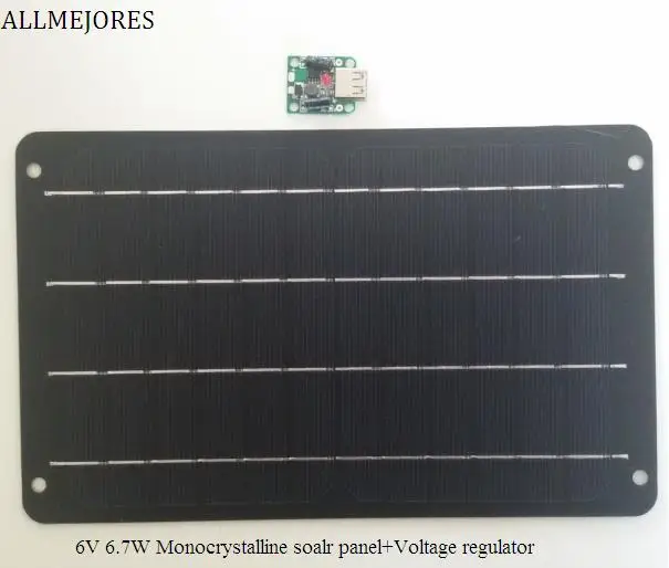 Solar Panel 6V 6.7W 1.1A Monocrystalline perfer Quality solar cell panel for DIY soalr charger give voltage regulator for free
Solar Panel 6V 6.7W 1.1A Monocrystalline perfer Quality solar cell panel for DIY soalr charger give voltage regulator for free