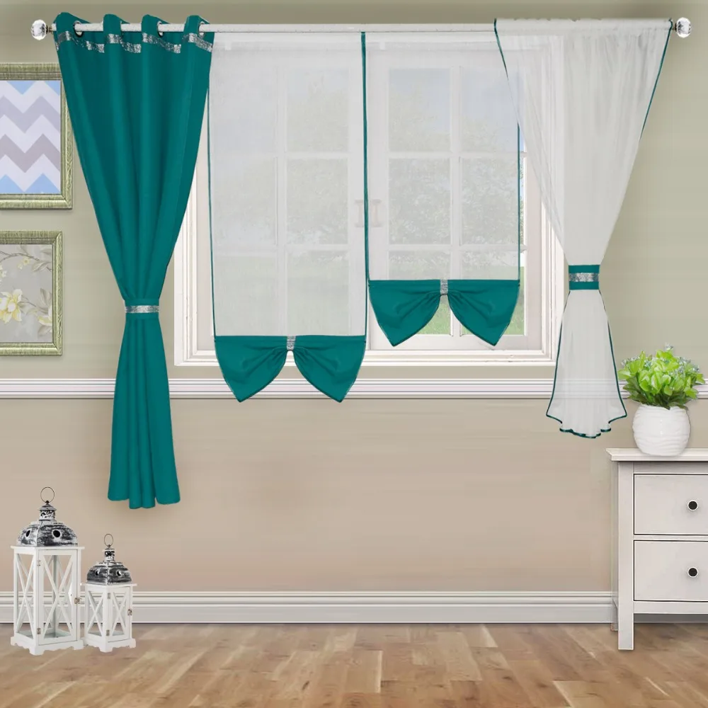 Modern Double-deck Curtain for Bed Room Window and Balcony Window with 4 pieces white tulle fabric and color heavy fabric
Modern Double-deck Curtain for Bed Room Window and Balcony Window with 4 pieces white tulle fabric and color heavy fabric