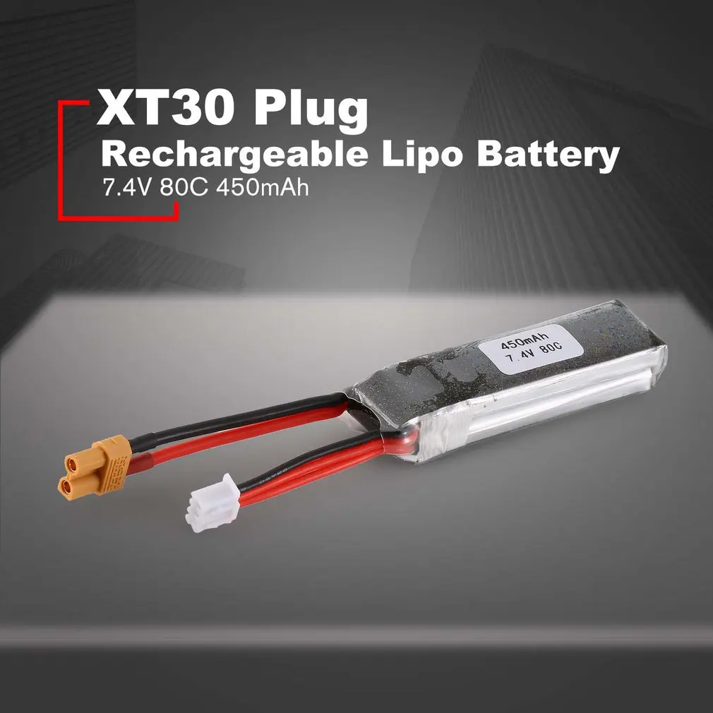 7.4V 80C 450mAh Rechargeable Lipo Battery XT30 Plug Connector For RC Racing Drones FPV Quadcopter Helicopter Airplane
7.4V 80C 450mAh Rechargeable Lipo Battery XT30 Plug Connector For RC Racing Drones FPV Quadcopter Helicopter Airplane