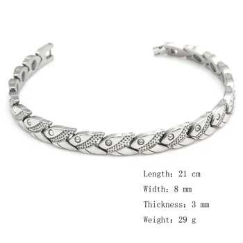 Women's Cool Jewelry Stainless Steel Silvery Special Oval Shape Magnetic Therapy Beads Decorated Cuff Bracelet Length: 21 cm
Women's Cool Jewelry Stainless Steel Silvery Special Oval Shape Magnetic Therapy Beads Decorated Cuff Bracelet Length: 21 cm