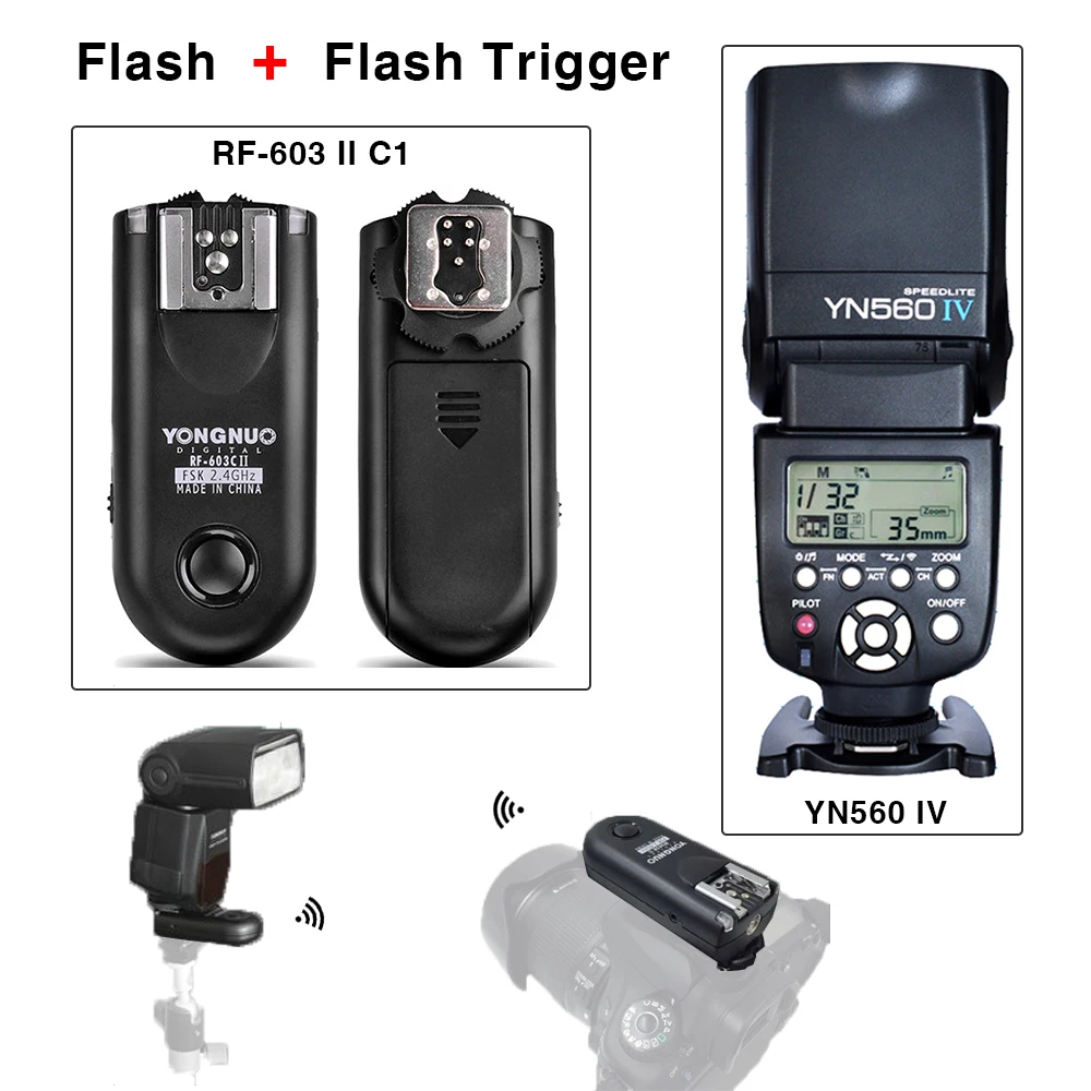 Yongnuo YN560 IV RF-603 II C1 Transceivers Universal flash Hot shoe For Canon Flash Speedlite & Flash Trigger Shutter remote
Yongnuo YN560 IV RF-603 II C1 Transceivers Universal flash Hot shoe For Canon Flash Speedlite & Flash Trigger Shutter remote