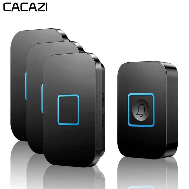 

CACAZI Intelligent Wireless Doorbell Waterproof 1 Button 3 Receiver 300M Remote US EU UK AU Plug Home LED Light Door Bell Chime