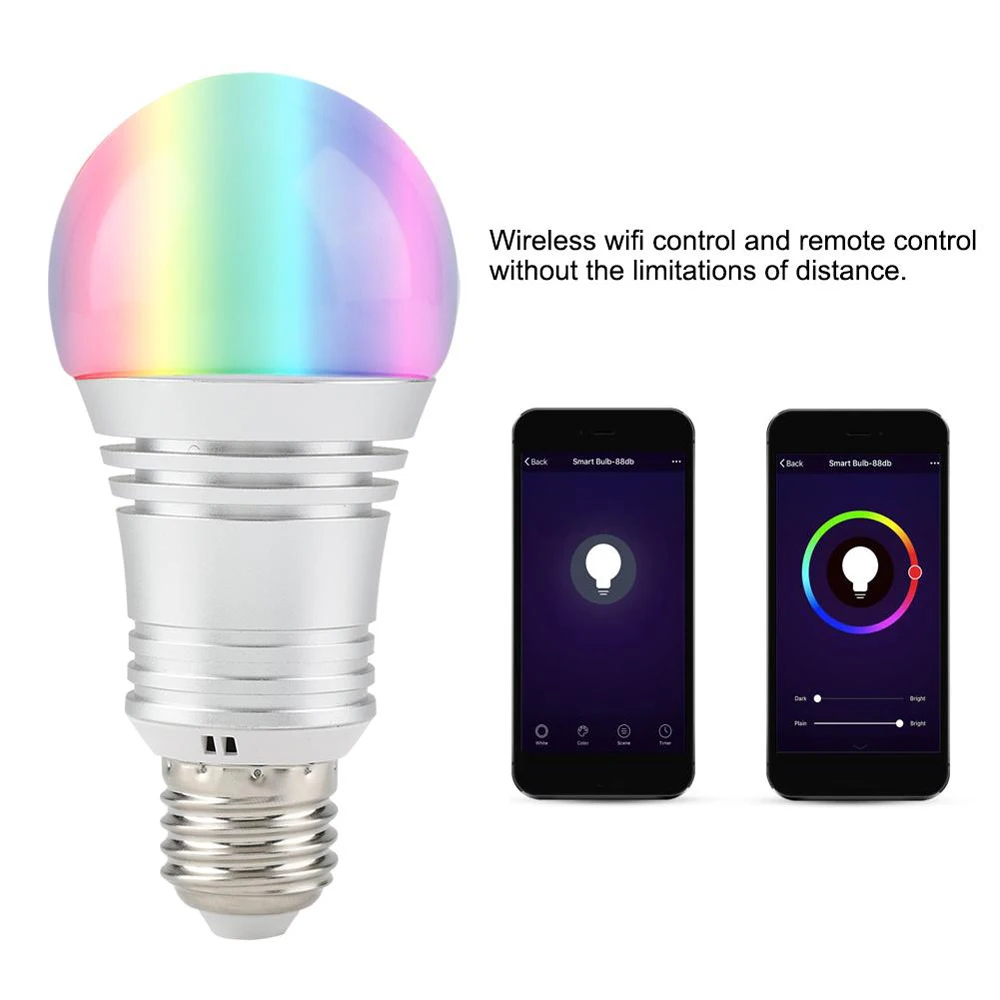 New Hot E27 WiFi Smart Light Bulb Dimmable Multicolor LED Bulb RGBW Compatible With Alexa and Google Home Voice Smart LED Lamp
New Hot E27 WiFi Smart Light Bulb Dimmable Multicolor LED Bulb RGBW Compatible With Alexa and Google Home Voice Smart LED Lamp