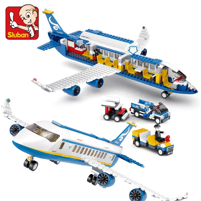 Фото Sluban 463pcs City Aviation Airport Building Blocks Passenger Airplane Model Modern Plane DIY Toys For Children Gift | Игрушки и хобби