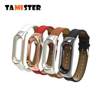 

TAMISTER Leather strap for Xiaomi Miband 3 Smart Bracelet replacement strap with Metal Frame For Mi band 3 Watchband MI 3 band