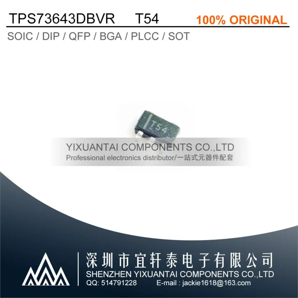 10-100pcs/lot Free shipping TPS73643DBVR TPS73643DBV TPS73643 IC REG LINEAR 4.3V 400MA SOT23-5 New Original T54
10-100pcs/lot Free shipping TPS73643DBVR TPS73643DBV TPS73643 IC REG LINEAR 4.3V 400MA SOT23-5 New Original T54