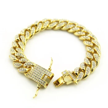 Dropshipping Hip Hop Bling Men's Bracelets with AAA Crystal Pave Gold Silver Cuban Link Chain Bracelet 
Dropshipping Hip Hop Bling Men's Bracelets with AAA Crystal Pave Gold Silver Cuban Link Chain Bracelet