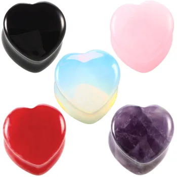 

Stone Ear Plugs Ear Expander Flesh Tunnel Heart shaped Auricle Popular Human Body Piercing Jewelry Opal Black