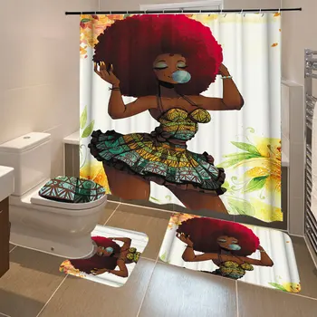 4pcs/set African Fashion Girl Printing Waterproof Polyester Bathroom Shower Curtain Kit Toilet Cover Bath Mat Non-Slip Rug Set
4pcs/set African Fashion Girl Printing Waterproof Polyester Bathroom Shower Curtain Kit Toilet Cover Bath Mat Non-Slip Rug Set