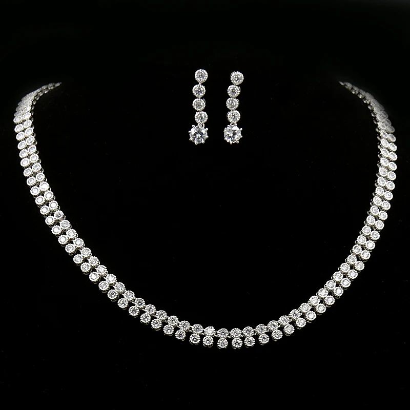 WEIMANJINGDIAN Brand 2 Row Round CZ White Gold Color Tennis Necklace and Earrings Cubic Zirconia Bridal Jewelry Sets for Women
WEIMANJINGDIAN Brand 2 Row Round CZ White Gold Color Tennis Necklace and Earrings Cubic Zirconia Bridal Jewelry Sets for Women