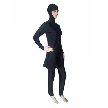 Girl Muslim Solid Black Long Sleeve Muslim Swimsuit Clothes Women New Muslim Set Swimsuit Sunscreen Islamic Ladies' Swimwear
Girl Muslim Solid Black Long Sleeve Muslim Swimsuit Clothes Women New Muslim Set Swimsuit Sunscreen Islamic Ladies' Swimwear