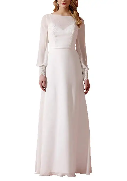 2019 Women's Long Sleeve Formal Dresses With Zipper Close Satin and Chiffon Prom Dresses Vestido Longo Festa
2019 Women's Long Sleeve Formal Dresses With Zipper Close Satin and Chiffon Prom Dresses Vestido Longo Festa