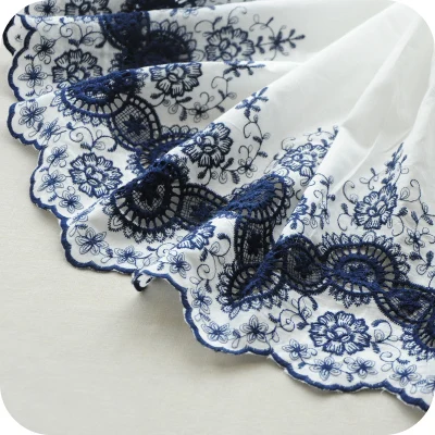 Off-white+Navy Two Side Bilateral Embroidery Cotton Lace Fabric ,Skirt Cloth Width 130cm 1yard
Off-white+Navy Two Side Bilateral Embroidery Cotton Lace Fabric ,Skirt Cloth Width 130cm 1yard