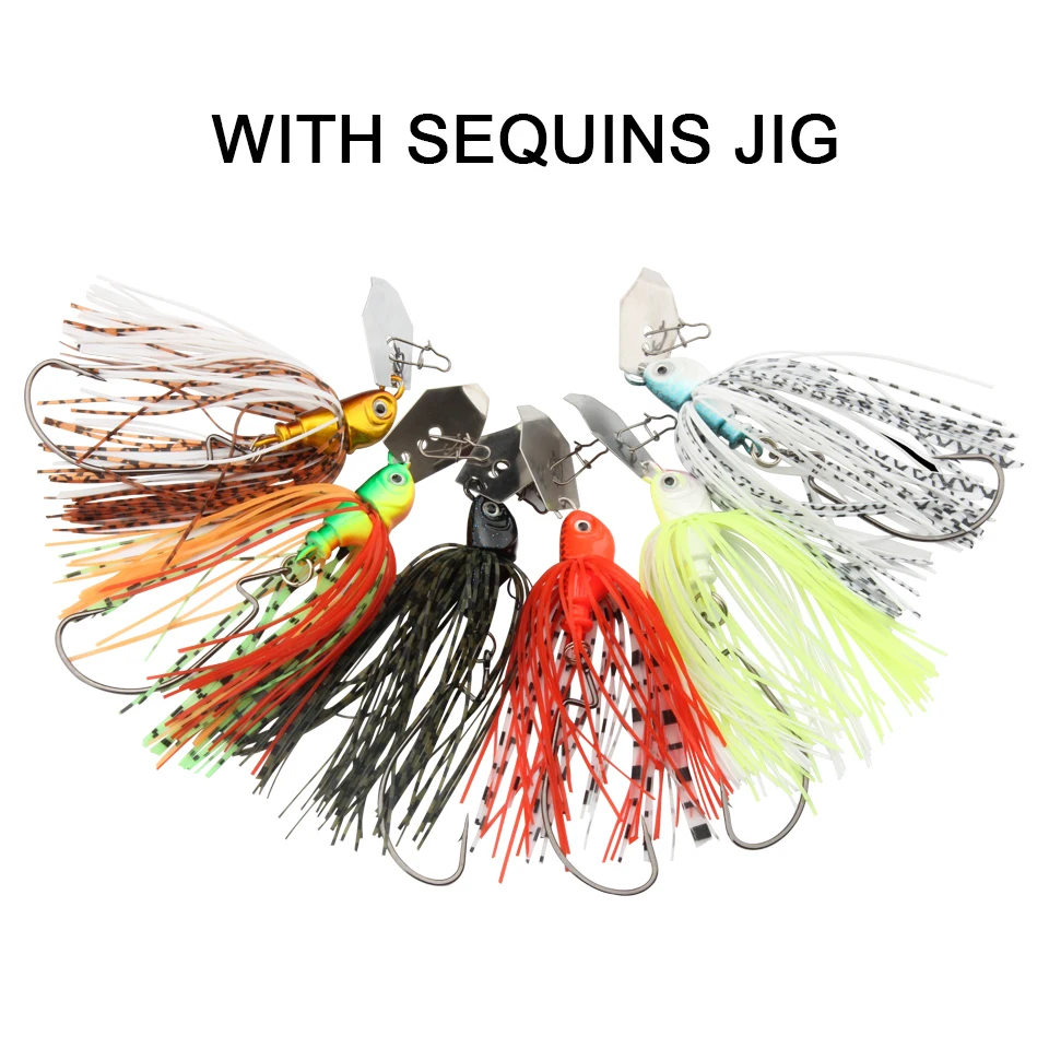 RoseWood 1PCS Buzz Bait Fishing Lure 14g Lead Head Metal Spoons, Soft Elastic Silicone Skirt Spinner Bait Lures For Bass Fishing (1)