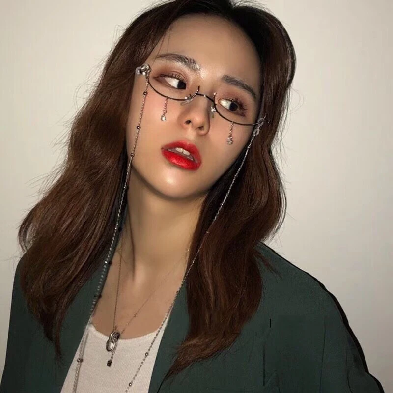 Fashion Alloy Eyeglasses Frame for Women Eyewear Water Drop Lensless Chain Pendant Decoration Half Frame Glasses frame
Fashion Alloy Eyeglasses Frame for Women Eyewear Water Drop Lensless Chain Pendant Decoration Half Frame Glasses frame