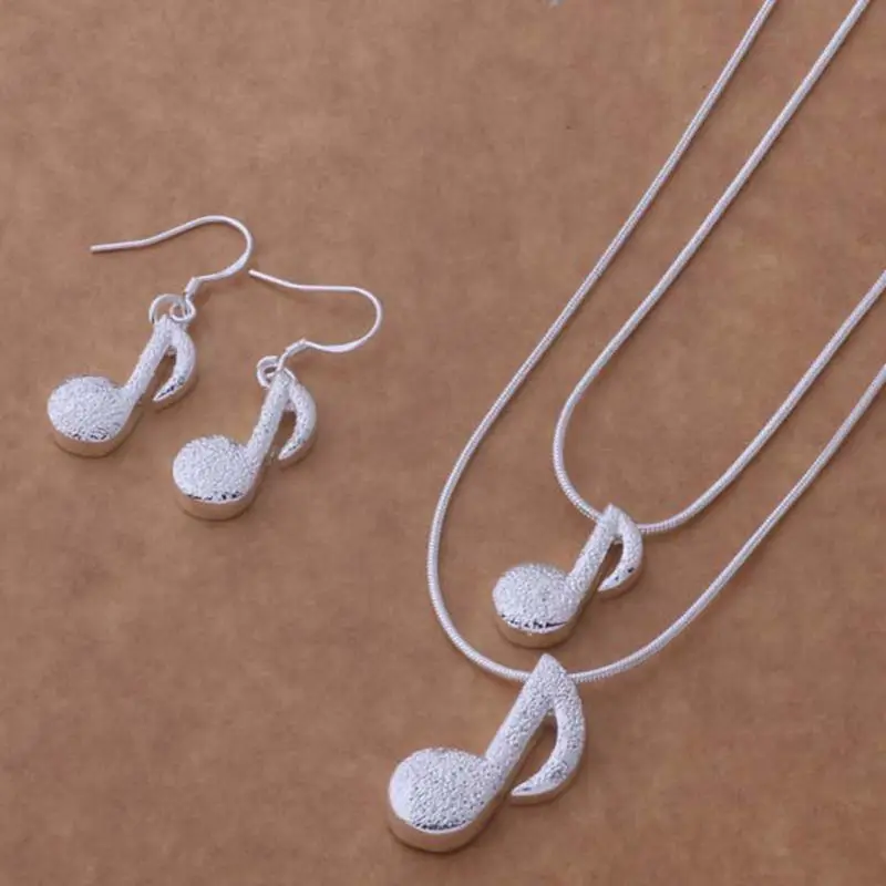Silver plated jewelry sets, silver jewelry set music bling shiny Earring Necklace /MEILPSUD
Silver plated jewelry sets, silver jewelry set music bling shiny Earring Necklace /MEILPSUD