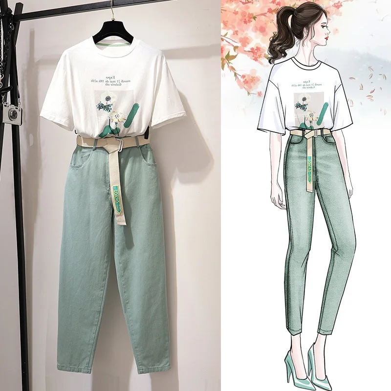 2019 New Summer Fashion Women's Sets O Neck Printing Short Sleeve Tshirts + Ankle-length Casual Long Trousers Students Suits
2019 New Summer Fashion Women's Sets O Neck Printing Short Sleeve Tshirts + Ankle-length Casual Long Trousers Students Suits