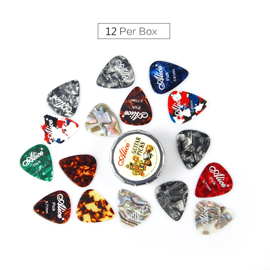 Alice 12 pcs boxed Guitar picks Colorful Guitar picks Guitar Accessories Parts gift box
Alice 12 pcs boxed Guitar picks Colorful Guitar picks Guitar Accessories Parts gift box