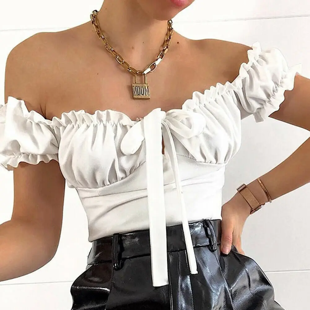 2019 Summer Women Off Shouler Short Sleeve Bodysuit Stretch Ruffles V-neck Bow Bodycon Playsuit Women Short Rompers
2019 Summer Women Off Shouler Short Sleeve Bodysuit Stretch Ruffles V-neck Bow Bodycon Playsuit Women Short Rompers
