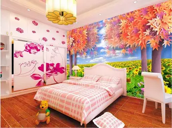 

3d wallpaper High-end custom mural non-woven wall stickers 3 d Dreamy scenery sunflower painting 3d wall room murals wallpaper