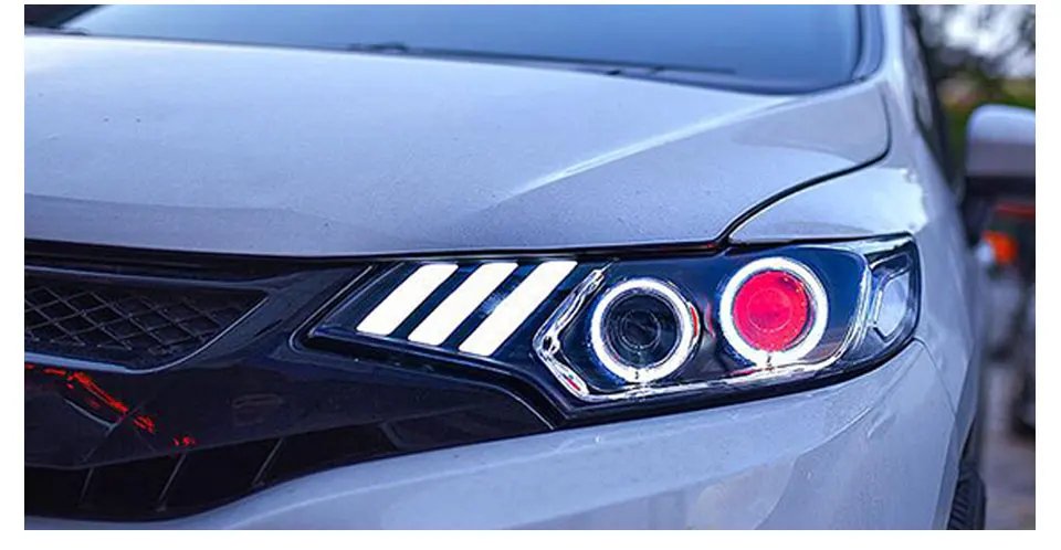 For Honda Fit JAZZ 2014-2017 LED Car Headlight Assembly LED Demon Eyes DRL Turn Signal Lights Projector Lens (15)