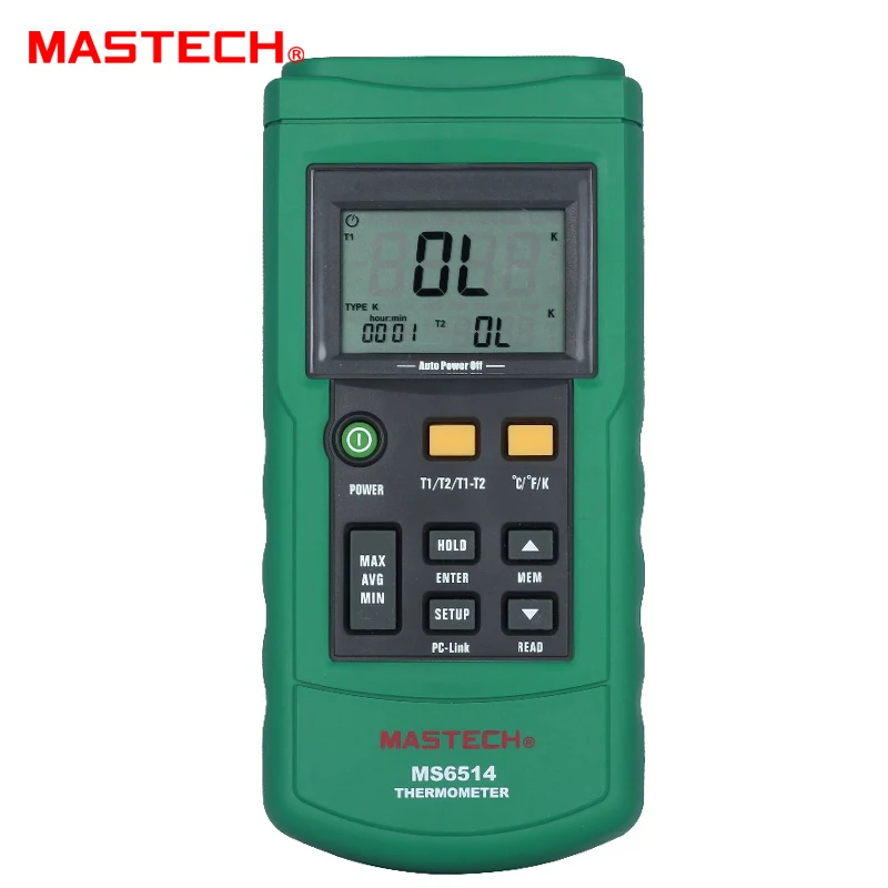 MASTECH MS6514 Dual Channel Digital Thermometer Temperature Logger Tester USB Interface 1000 Sets Data KJTERSN Thermocouple
MASTECH MS6514 Dual Channel Digital Thermometer Temperature Logger Tester USB Interface 1000 Sets Data KJTERSN Thermocouple