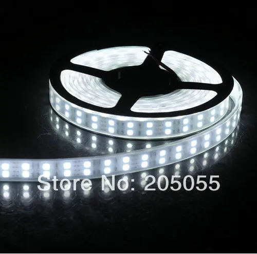 

16FT 5M Double row Led Strip SMD 5050 120Led/m Strip light 600Leds/5M Flexible lighting Tube waterproof IP67 DC12V-White