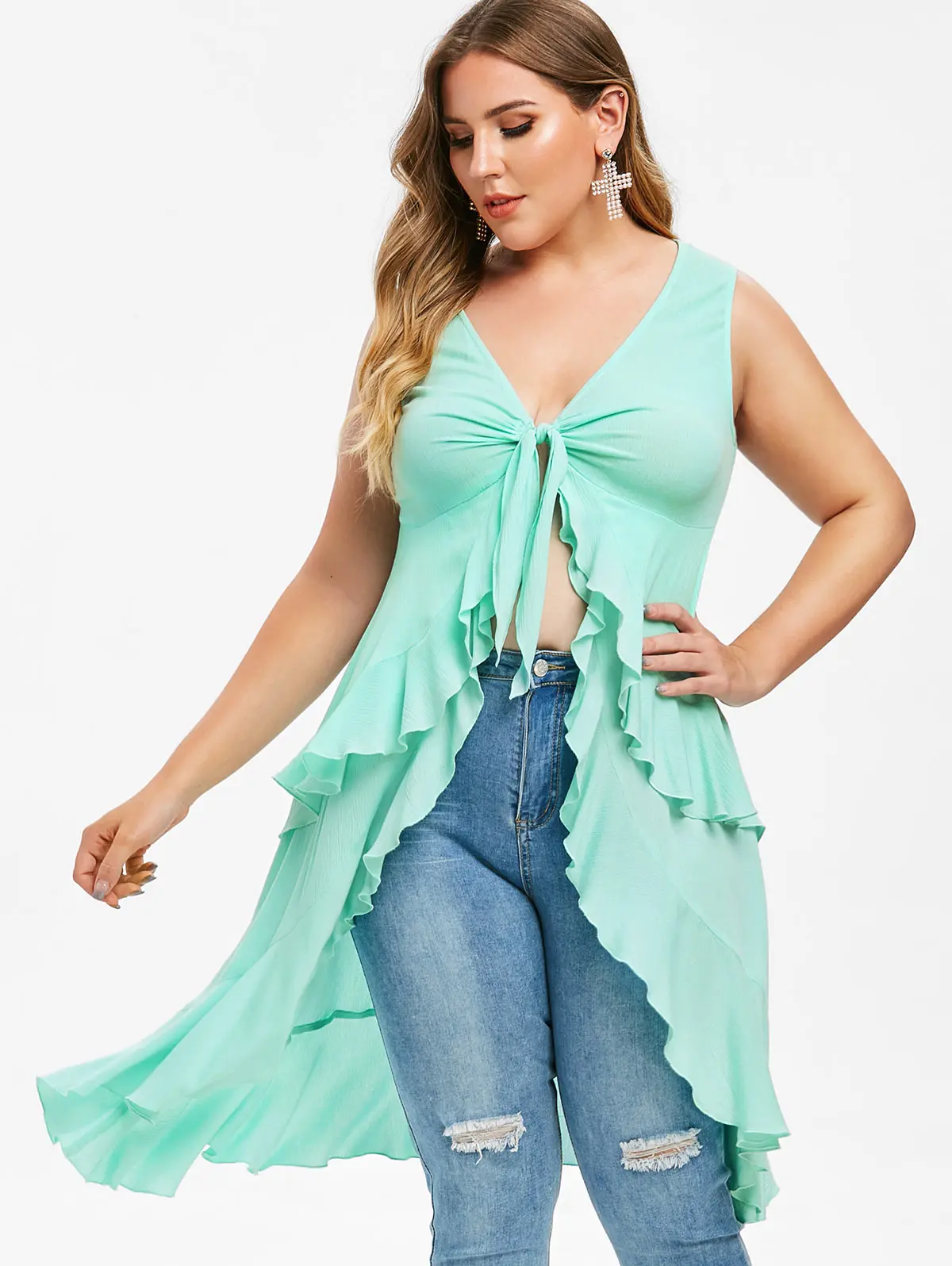Wipalo Women Fashion Plus Size Plunging Neck High Low Ruffle Tank Top Twist Solid Tunic Tank Top Ladies Casual Summer Tank Tops
Wipalo Women Fashion Plus Size Plunging Neck High Low Ruffle Tank Top Twist Solid Tunic Tank Top Ladies Casual Summer Tank Tops