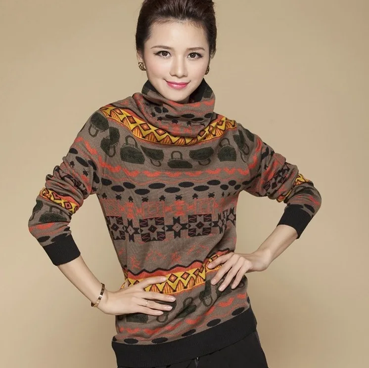 New fashion 2019 Autumn and Winter Big yards Turtleneck Pullovers Female Knit Thick Sweater High collar
New fashion 2019 Autumn and Winter Big yards Turtleneck Pullovers Female Knit Thick Sweater High collar