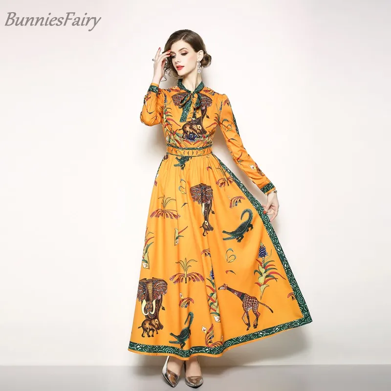 2018 Early Autumn New Arrival Tropical Animal Pattern Printing Full and Regular Sleeve with Bow Tie Ankle-Length Bohemian Dress
2018 Early Autumn New Arrival Tropical Animal Pattern Printing Full and Regular Sleeve with Bow Tie Ankle-Length Bohemian Dress