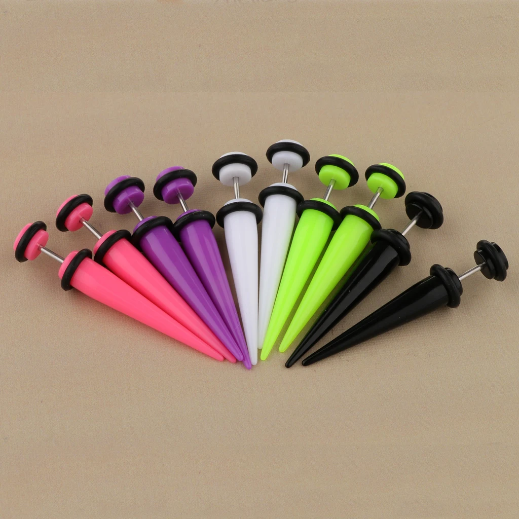 MagiDeal 10Pcs 18G Fake Cheater Ear Taper Stretcher Plugs Stretching Tunnels