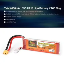 

ZOP Power 7.4V 4000mAh 65C 2S 1P Lipo Battery XT60 Plug Rechargeable for RC Racing Drone Quadcopter Helicopter Car Boat Model