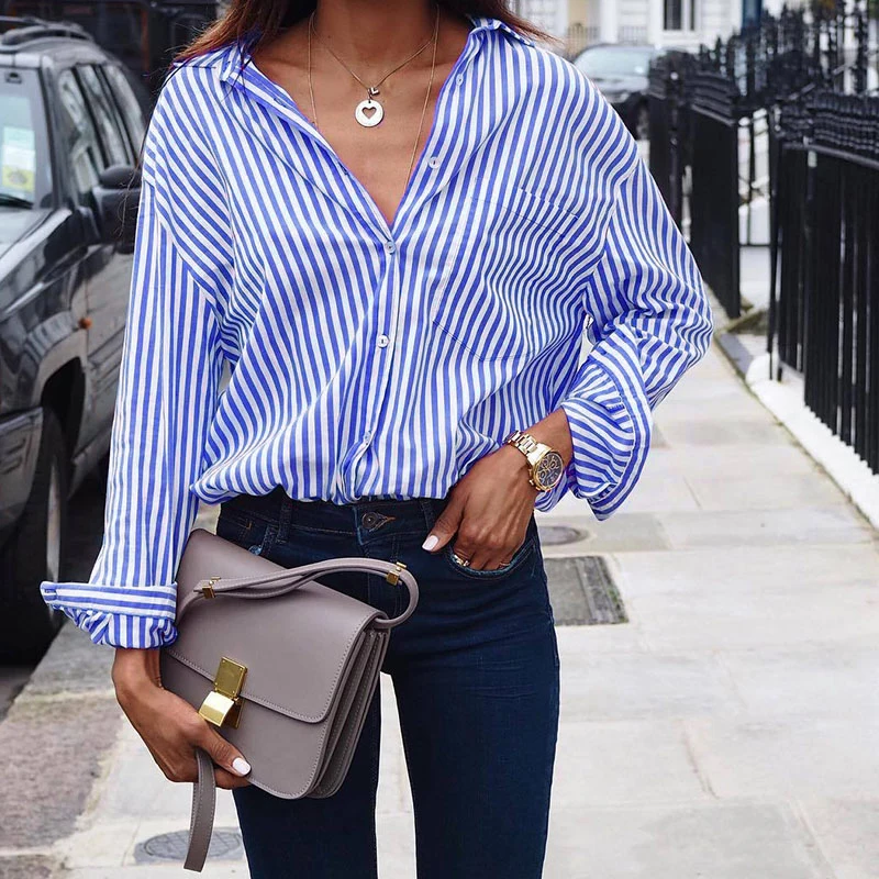 Plus Size S-6X Formal Blouse Women Striped Turn-down Collar Top Slim Waist Long Sleeve OL Shirt Work Wear Shirt blusas femininas
Plus Size S-6X Formal Blouse Women Striped Turn-down Collar Top Slim Waist Long Sleeve OL Shirt Work Wear Shirt blusas femininas