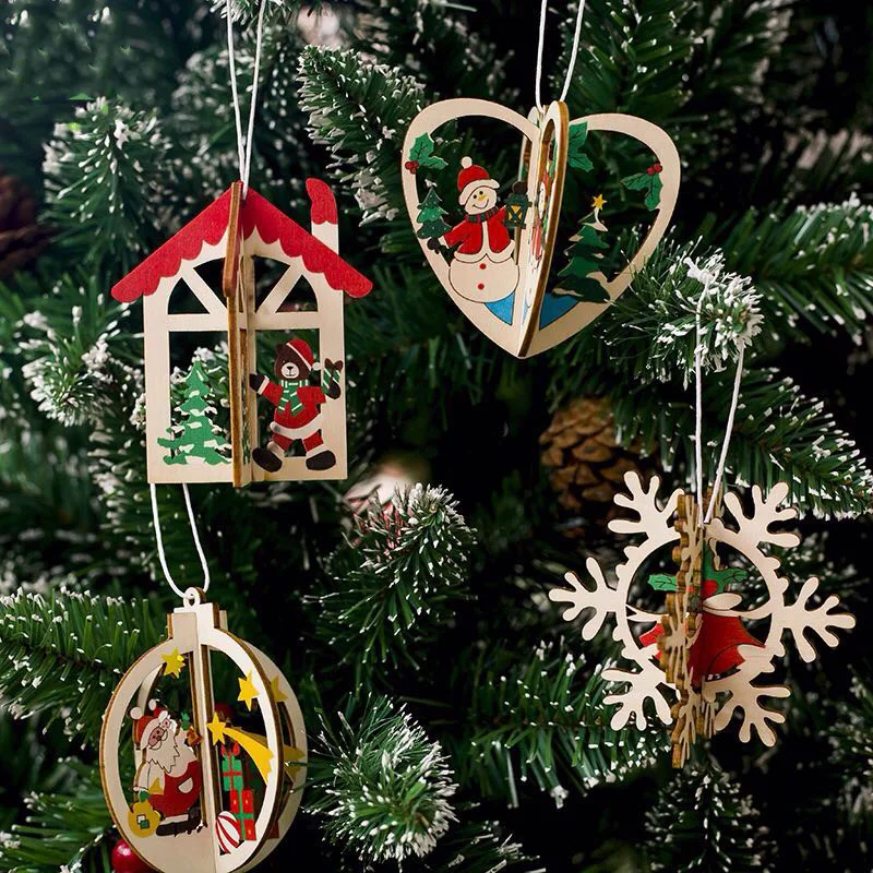 3D wooden tree Ornaments with house Santa Claus heart snowman Xmas tree decoration Christmas decorations for home navidad gifts
3D wooden tree Ornaments with house Santa Claus heart snowman Xmas tree decoration Christmas decorations for home navidad gifts