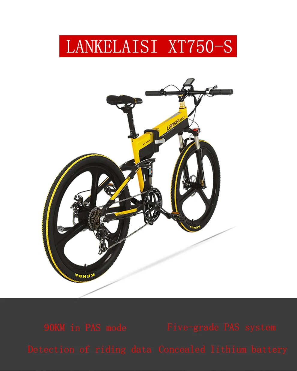 Discount LANKELEISI XT750-S Foldable E-Bike 26 inch 27 Speeds Hydraulic Suspension Fork  250W 48V 10Ah Lithium Baterry 0