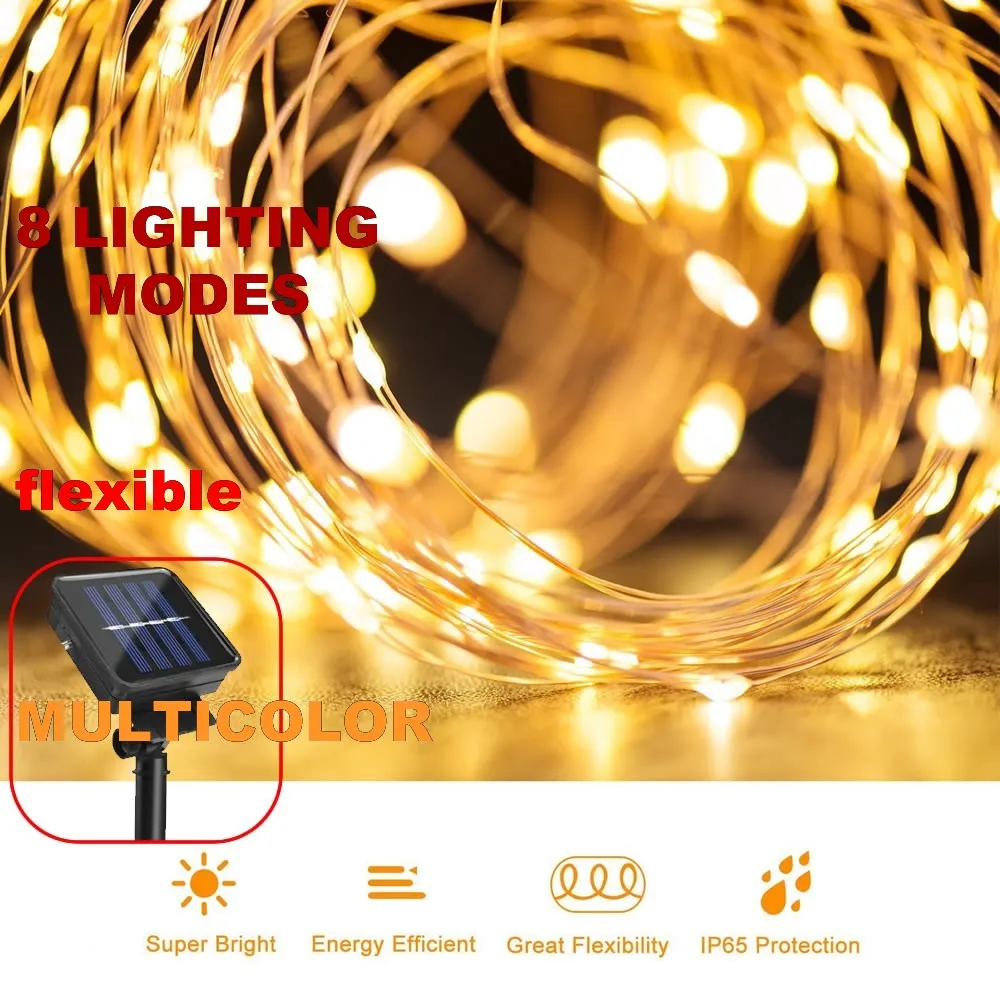 8 modes multicolor Solar String Lights 10M 20M LED Wire String Fairy Lights Waterproof Christmas Solar Power Lamp Outdoor Garde
8 modes multicolor Solar String Lights 10M 20M LED Wire String Fairy Lights Waterproof Christmas Solar Power Lamp Outdoor Garde