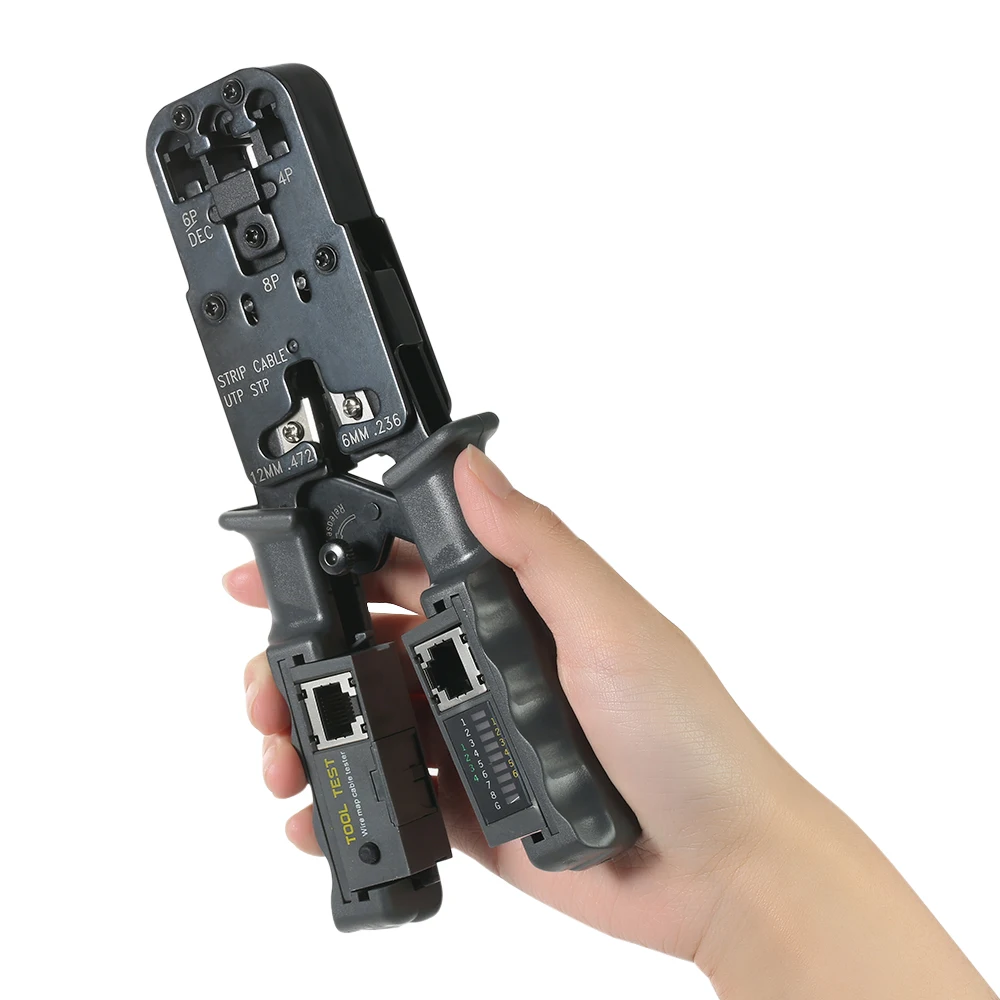 Multi-functional LED Detachable Cable Crimping Tool Wire Cutter Stripper RJ11 RJ12 RJ45 Wire Tester Network wire checking
Multi-functional LED Detachable Cable Crimping Tool Wire Cutter Stripper RJ11 RJ12 RJ45 Wire Tester Network wire checking