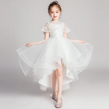 Embroidery Flower Girl Dresses Wedding Short Front Long Back Pearls Holy Communion Dress Ball Gown Princess Birthday Dress B436
Embroidery Flower Girl Dresses Wedding Short Front Long Back Pearls Holy Communion Dress Ball Gown Princess Birthday Dress B436