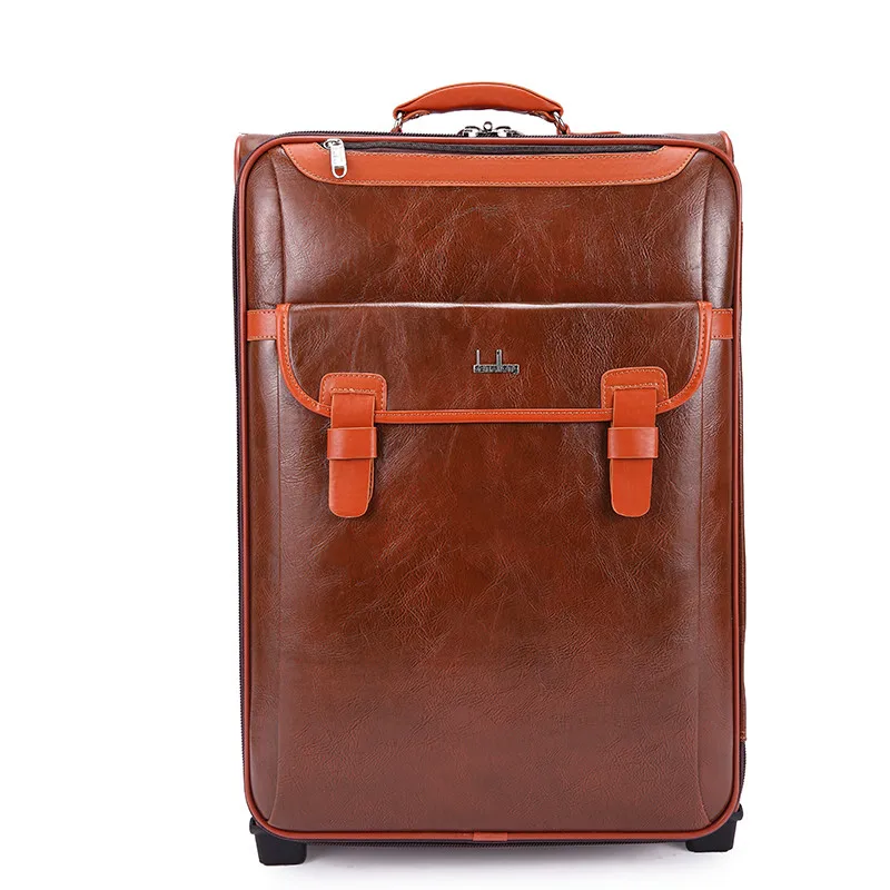Image Newest!!! 20 22 24 Inch PU leather Business Trolley Case Luggage Travel Suitcase Boarding Laptop Travel Bag Men and Women