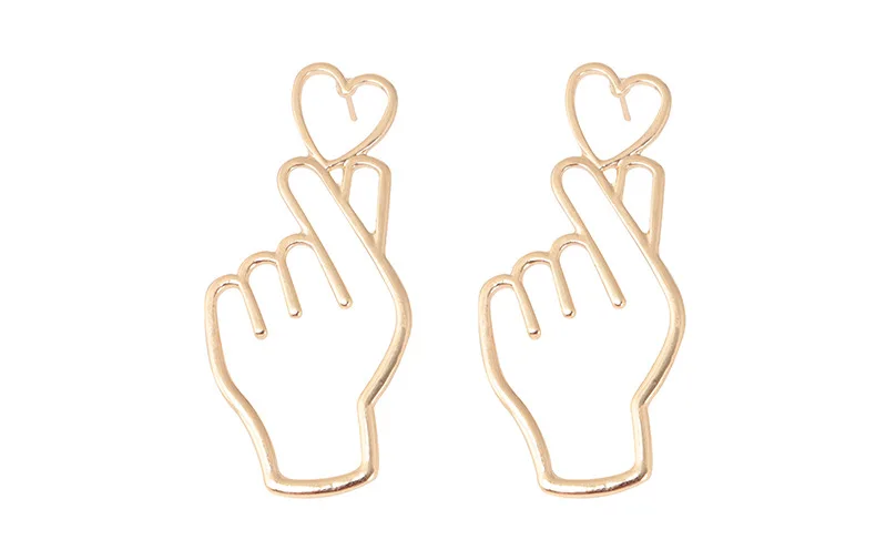Cute Korean Earrings for Women Hollow Out Fun Finger Heart Alloy Gold Silver Color Stud Earings Fashion Jewelry accessories
Cute Korean Earrings for Women Hollow Out Fun Finger Heart Alloy Gold Silver Color Stud Earings Fashion Jewelry accessories