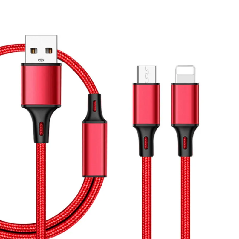 1.2M Android and Type c One for two nylon braided fast charge data cable Two in one 2.4A mobile phone charging cable
1.2M Android and Type c One for two nylon braided fast charge data cable Two in one 2.4A mobile phone charging cable