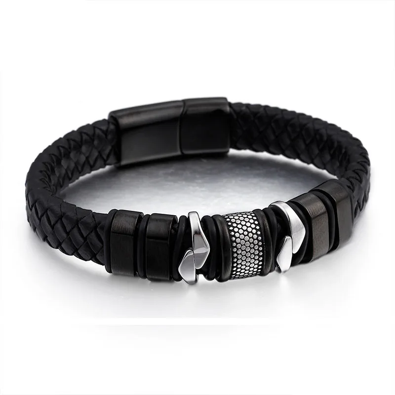 Fashion Stainless Steel Black Genuine Leather Bracelets & Bangles Mens Daily Male Jewelry Bijoux
Fashion Stainless Steel Black Genuine Leather Bracelets & Bangles Mens Daily Male Jewelry Bijoux