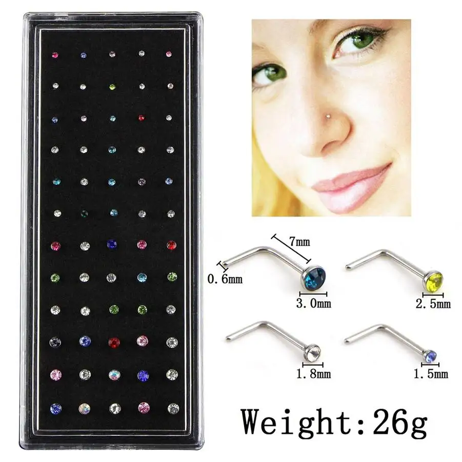 60Pcs Fake Nose Nails Stud Clear Rhinestone Crystal Bulk Bone Nose Stud Bars Body Piercing Jewellery nose ring lot
60Pcs Fake Nose Nails Stud Clear Rhinestone Crystal Bulk Bone Nose Stud Bars Body Piercing Jewellery nose ring lot