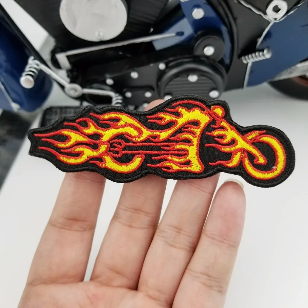 G008 Cheapest Fire Motor Embroidery Iron On Vest Patch Sew On Any Garment Leather Rider Emblem 4 Wholesale Price Patch Free Shipping (3)