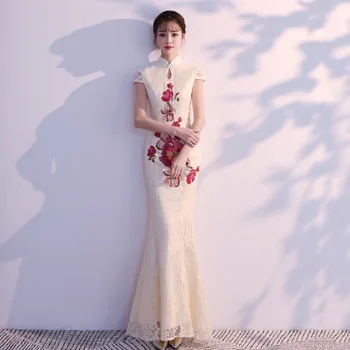 New Cheongsam Mermaid Wedding Dress Chinese Traditional Wedding Dress Lace Qipao Summer Women Sexy Flowers Bride Traditions
New Cheongsam Mermaid Wedding Dress Chinese Traditional Wedding Dress Lace Qipao Summer Women Sexy Flowers Bride Traditions