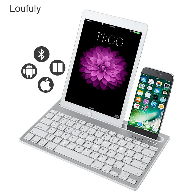 Bluetooth Keyboard Wireless Dual Channel Multi-Device Wireless Bluetooth Rechargeable Keyboard with Sturdy Stand for Tablet
Bluetooth Keyboard Wireless Dual Channel Multi-Device Wireless Bluetooth Rechargeable Keyboard with Sturdy Stand for Tablet